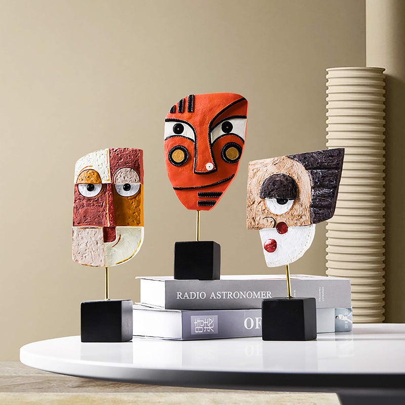 HCCMLOVE 4 PCS - Handcrafted Statues Resin Abstract Sculpture for Home Decor Modern,African Art Tribal Figurines Decorations Items Accents Influencer Picks for Bookshelf,TV Stand,Living Room,Nightstand - Image 3